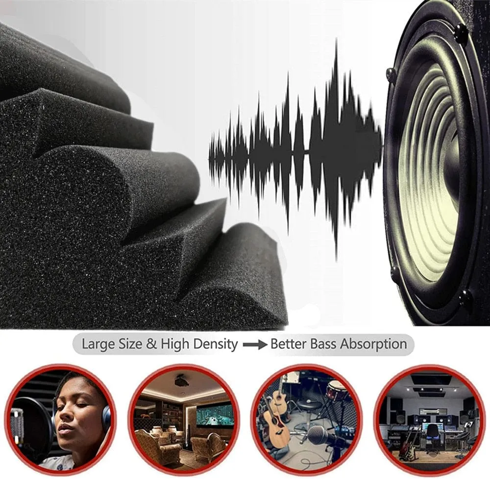 12 24pcs 12x12x24cm Acoustic Soundproof Foam Panel with Tapes