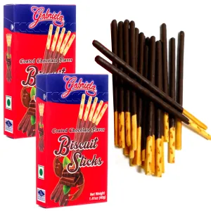2 Boxes Chocolate Coated Biscuit Sticks Straw Cocoa Covered Dessert Snack Sweets