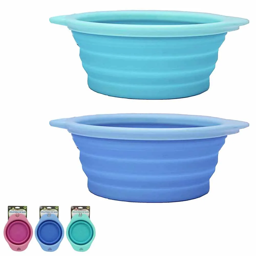 2 PC Collapsible Dog Bowls Travel Portable Water Bowl Pet Feeding Dish Carabiner