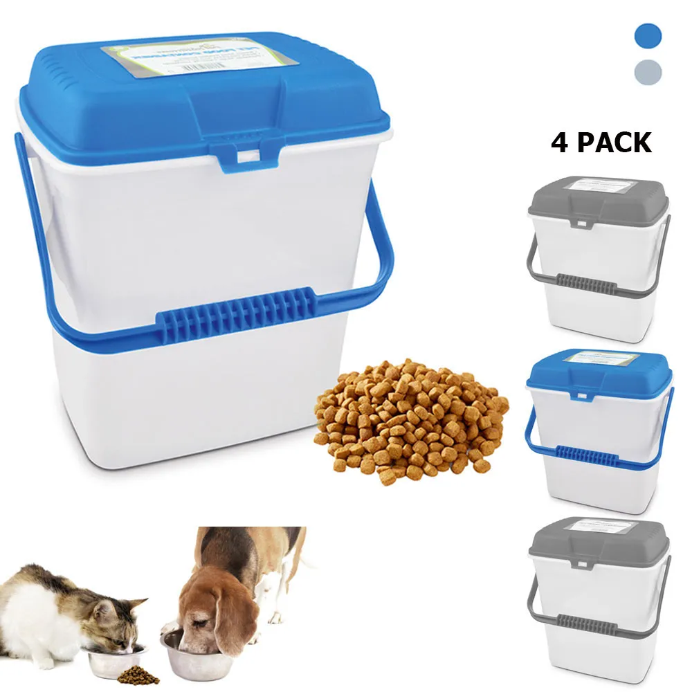 4PC Pet Food Storage Container Airtight Portable Clear Dog Cat Supply 8 Gallons