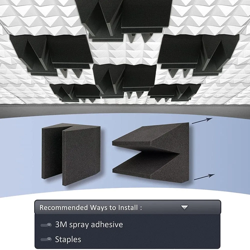 4pcs Pack 20x20x20cm Acoustic Soundproof Foam Panel with Tapes