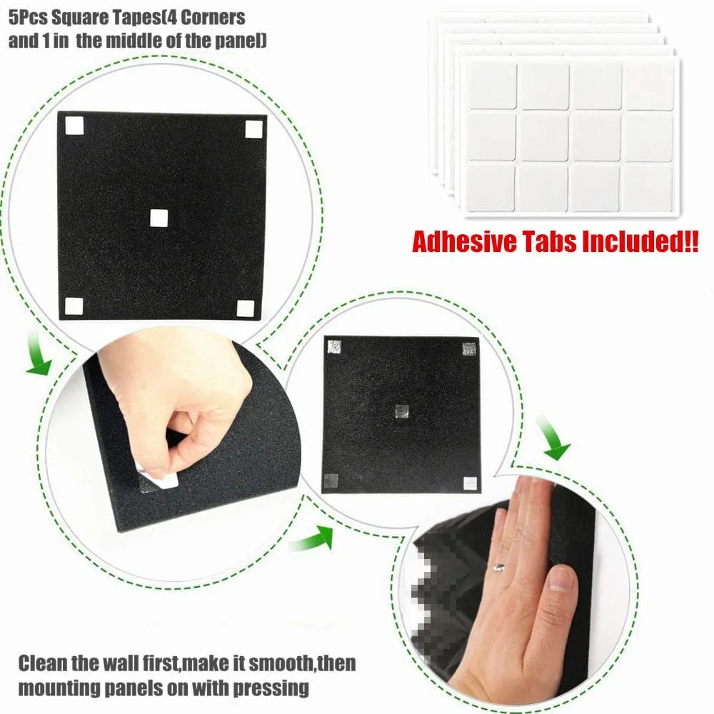 6 12 24pcs Acoustic Soundproof Foam Panel with Tapes