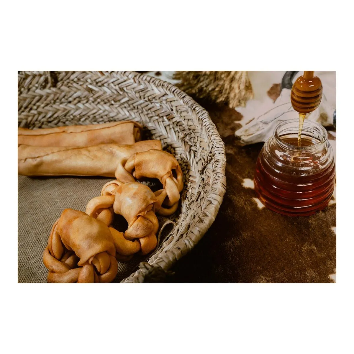 Dog Snack Gloria Snackys Rawhide Honey 12 Cm Donut Braiding