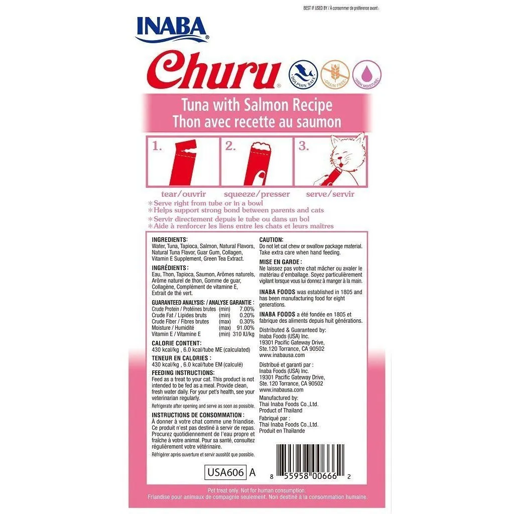 Inaba Churu Puree Tuna with Salmon Cat Treats 56g x 6