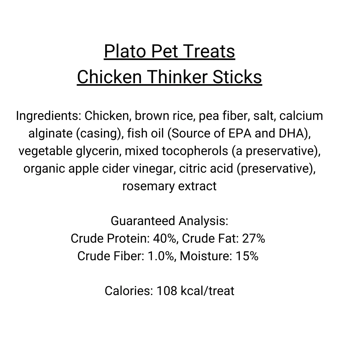 Plato Pet Treats - Chicken Thinker Sticks