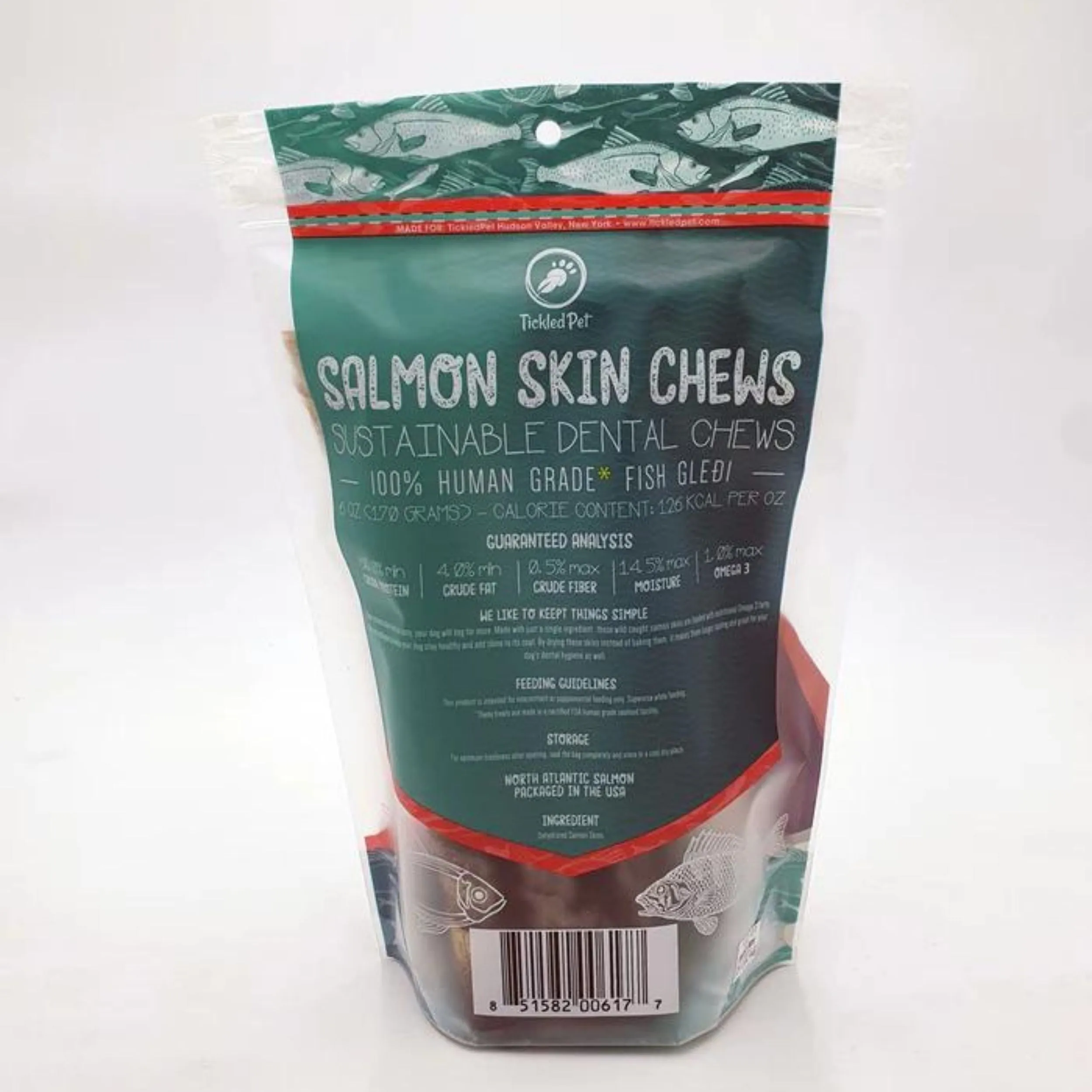 **Tickled Pet Dog 6oz. Salmon Skin Rolls