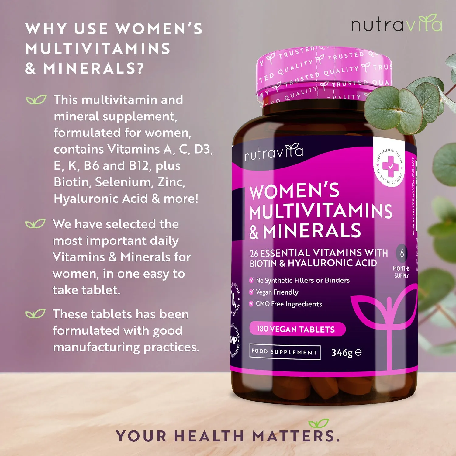Women's Multivitamins with Biotin and Hyaluronic Acid
